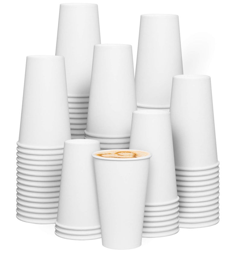 GUSTO 16 oz White Disposable Paper Cups for Hot & Cold Drinks [200 Count] Sturdy, Eco-Friendly Coffee Cups for Home, Office & Events â€“ Formerly Comfy Package - Image 1
